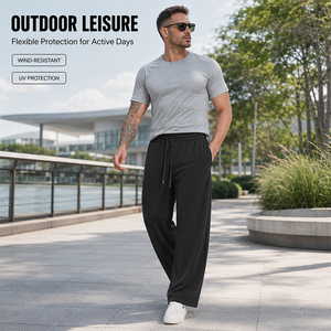 Pantaloni Sportivi Morbidi ad Asciugatura Rapida con Coulisse, Produzione Diretta, per <span class=keywords><strong>Uomo</strong></span>, Pantaloni da Allenamento Outdoor, Gamba Dritta, Casual - Product Image 4