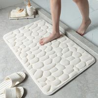 FIGOO-Super Saugfähige Badematte Kieselstein-Design Memory-Schaum Langsam Rückfedernde Badezimmermatte