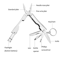 Portable 8-en-1 EDC poche pliante Multitool randonnée Camping mini pince multi-outils avec lampe de poche porte-clés