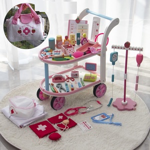 Coche médico <span class=keywords><strong>familiar</strong></span> de madera para niños, carrito de simulación de inyección IV, juguetes educativos para niños y niñas - Product Image 2