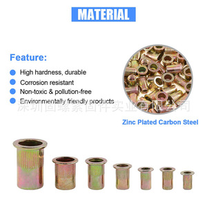 Zinc Plated Carbon Steel Flat Head <b>Rivet</b> <b>Nut</b> Set 320Pcs Inch Thread Inserts For Sheet Metal General Industry - Product Image 5