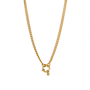Carabiner <b>Lock</b> Chain | 18K PVD Gold Plated Stainless Steel Necklace for Jewelry Making | Paperclip Ball <b>Cable</b> Curb Link Chain - Product Image 4