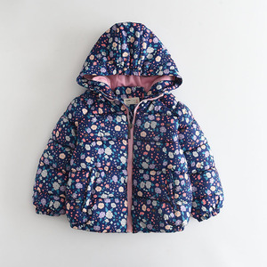 Nuova Giacca Invernale 2026 per Ragazze con Stampa Floreale Completa, Foderata in Pile, Ispessita con Cappuccio in Cotone - Product Image 3
