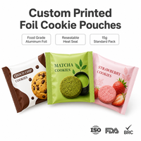 Bolsa de Aluminio Personalizada para Galletas, Resellable, de Grado Alimenticio, con Sellado Térmico, Bolsa Plana de 15g para Empacar Galletas, Suministro al por Mayor de Fábrica