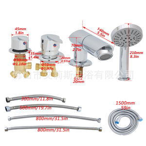Massage Bathtub Four Piece Faucet <b>Set</b> With Shower Head And Valve Wall Mount Ceramic Core Round <b>Spray</b> 4 Point Inlet - Product Image 2
