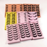 En gros, Faux cils en bande complète, effet humide, aspect extensions de cils, volumineux 3D, 15-20mm, en vison synthétique, style russe, effet effilé