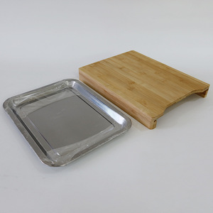 Planche à découper en bambou avec bac en acier inoxydable, grande taille, pour la cuisine domestique, antibactérienne et résistante à la moisissure. - Product Image 1