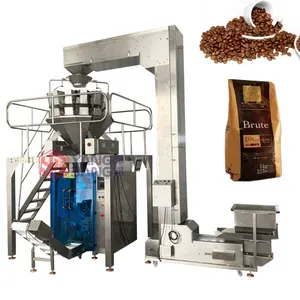 Автоматическая упаковочная машина для кофе в зернах, многоголовочная машина для взвешивания и упаковки с аппликатором клапана