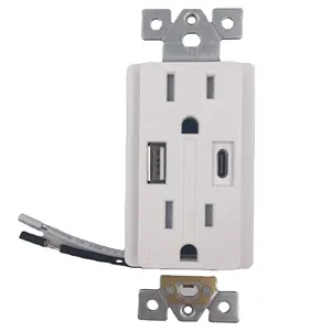 Shanghai Linsky USB wall outlet 125V 15A output 5.0A type A+ type C Dual USB receptacle with screw wall plate