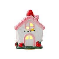 Lampe de nuit en céramique en forme de maison, motif fraise, décoration de bureau, style moderne minimaliste, ambiance raffinée