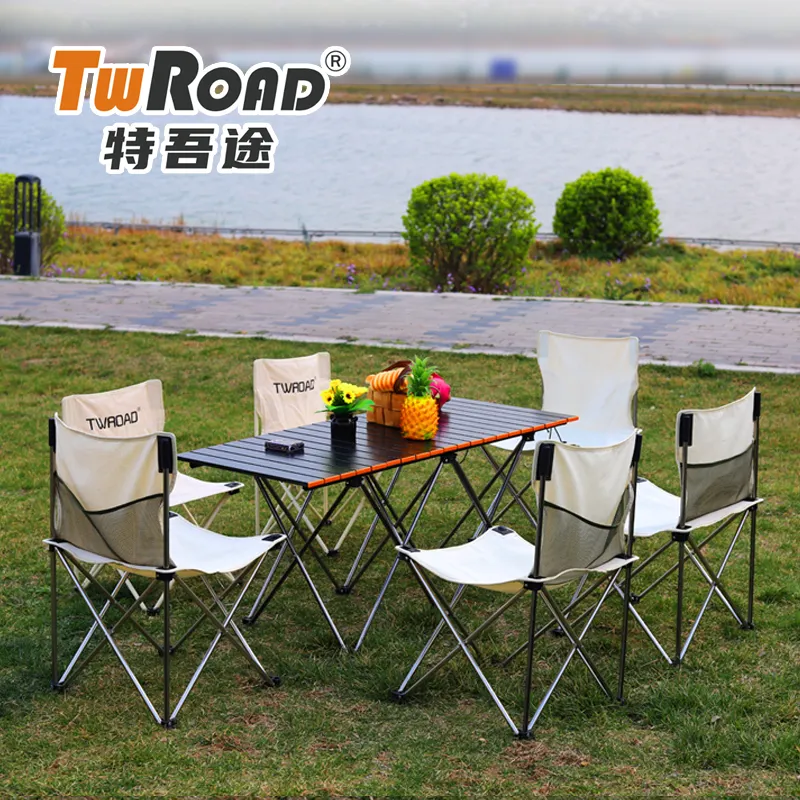 TWROAD-<span class=keywords><strong>muebles</strong></span> de exterior modernos, silla de mesa plegable de aleación de aluminio para acampar, venta al por mayor, resistente