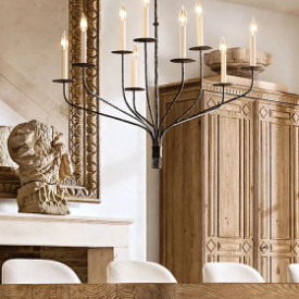Lustre en laiton doré à 8 lumières, style bougie LED E14, luminaire suspendu pour salon, montage au plafond - Product Image 5