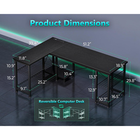 Table de jeu PC moderne en métal en forme de Z avec LED RGB motif fleur de cerisier, haute qualité, pour bureau et usage domestique, inclut un porte-gobelet - Offre Spéciale