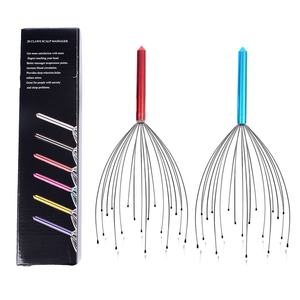 Caja de color 20 garras masajeador de cabeza pulpo relajarse cabello cuero cabelludo cabeza rascador masajeador Manual herramienta masajeador de cabeza de Metal - Product Image 3