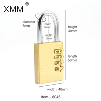 Cadenas à combinaison réinitialisable XMM-8045 à 4 chiffres en laiton, robuste, pour casier de gym, bagages et armoire de sécurité