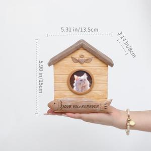 Urna para Mascotas con Forma de Casa de <span class=keywords><strong>Madera</strong></span>, Urna de Resina para Cenizas de Perros y Gatos, Marcador Conmemorativo Personalizado para Jardín o Tumba, Regalo de Condolencias - Product Image 2