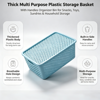 Panier de rangement en plastique épais multi-usages avec poignées, bac organisateur pour collations, jouets, articles divers, panier de rangement ménager