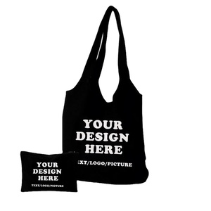 Sacs fourre-tout en coton naturel réutilisables, sacs en toile en vrac pour l'école, les courses, la plage, l'épicerie, style pliable, motif de dessin animé - Product Image 1