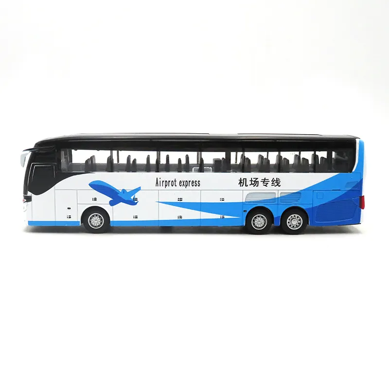 Hot Selling 1:32 Luchthaven Shuttle Bus Model Bus Speelgoed Diecast Bus Met Geluid En Licht