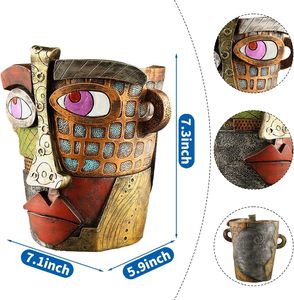 Pots de fleurs originaux en forme de tête drôle et colorée pour la décoration de jardin extérieur et la décoration artistique intérieure - Product Image 3