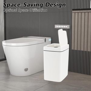 Poubelle de cuisine intelligente électrique en plastique 9L/10L/11L avec capteur de mouvement, couvercle auto-scellant, poubelle automatique carrée pour salle de bain - Product Image 5