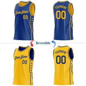 Conjunto de camiseta de baloncesto reversible personalizada, uniformes de equipo transpirables sublimados unisex para adultos con nombre y número, cuello redondo de 340 g/m² - Product Image 2