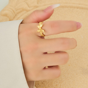 Gold Butterfly Open Ring Adjustable Index Finger Niche Design Insect Jewelry Gift - Product Image 2