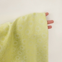 Tissu Jacquard Damassé Anti-Boulochage en Satin Brocart Jaune Clair à Petites Fleurs de Marguerite 100% Polyester pour Costume Ethnique DIY