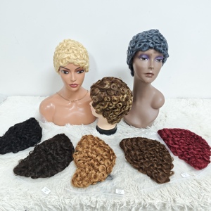 Promotion $7 Loose Short Pixie Cut <b>Wigs</b> 100% Human Hair <b>Wigs</b> Non <b>Lace</b> Machined Made Curly Short Cut <b>Wigs</b> Wholesale Available - Product Image 2