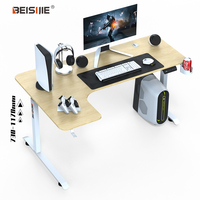 BEISIJIE AL L, bureau d'angle debout électrique en forme de L de 48 pouces, bureau à domicile de couleur chêne