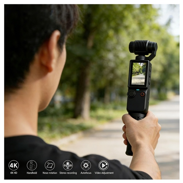 Cross-border Q8 Pocket Sports 4K HD Mini Handheld Camera Outdoor Camcorder Auto-Focus Adjustable Angle 2.0-inch Screen IPS