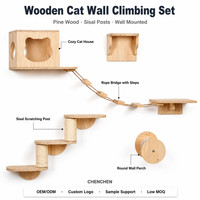 Ensemble d'escalade mural pour chat en bois, poteau à gratter en pin et sisal, étagère pour chat, pour chats d'intérieur
