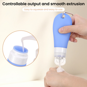Custom Logo TSA approved Silicone Travel Bottle Set 60ml 90ml Leak Proof Refillable Toiletry Containers with Carabiner OEM ODM - Product Image 4