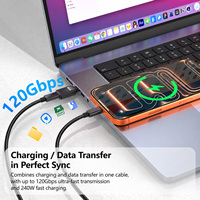 Adaptor Magnetik USB-C 240W 8k 60hz 120gbps USB4.0 Tipe C ke Tipe-C Pengisi Daya & Konverter Data untuk Ponsel & Laptop