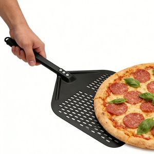 Nouvelle pelle à <span class=keywords><strong>pizza</strong></span> créative pliable ronde, en acier inoxydable, pour four, 12 x 14, avec manche réglable en aluminium - Product Image 2