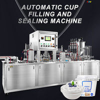 Machine de remplissage et de scellage automatique pneumatique pour petits pots de yaourt et de pudding avec moteur et composants PLC, haute précision