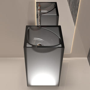 อ่างล้างหน้ารูปคอลัมน์โปร่งใสและเรืองแสงห้องน้ำคริสตัลตั้งพื้นห้องน้ำห้องนอนมีศิลปะวิลล่า - Product Image 6