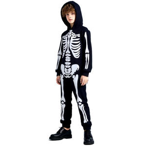 Halloween One-Piece Skeleton Hooded Cosplay Costume for Children White Glow-In-The-Dark Ghost <strong>Outfit</strong> Cross-Border Suits Echo TV - Product Image 3