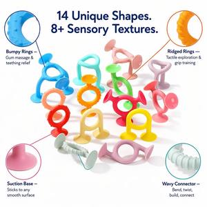 Nuevo Mordedor de Silicona Colorido Sin BPA con Ventosa Montessori, Juguetes de Dentición, Novedad 2026, Juguete Sensorial de Aprendizaje para Niños Pequeños - Product Image 2