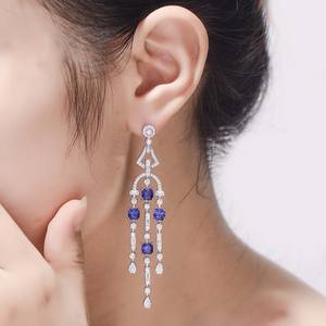 Pendientes de Moda para Mujer con Zafiro Sintético Cosín de All Fashion Lab, Venta al por Mayor - Product Image 5