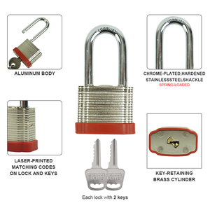 Cadenas de sécurité industriel Elecpopular, cylindre en acier inoxydable laminé bleu, anse en acier trempé, clé maîtresse - Product Image 3