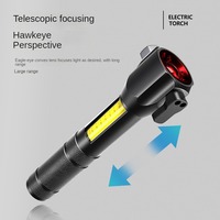 Marteau de sécurité transfrontalier T6 lampe de poche à lumière forte Zoom longue portée avertissement rouge auto-défense montée sur véhicule d'urgence L