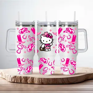Good Selling Custom Design Kitty 40 Oz Travel Tumbler Sublimation Cartoon Kids Water Bottle Stanly Cup 40oz With Handle