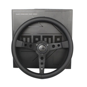 <span class=keywords><strong>Volant</strong></span> <span class=keywords><strong>Momo</strong></span> modifié en édition limitée, P 514 pouces, tout noir avec <span class=keywords><strong>cuir</strong></span> véritable concave peu profond, <span class=keywords><strong>volant</strong></span> à dégagement rapide - Product Image 2