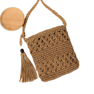 Bolso de mano de playa con cuentas de madera Retro para mujer, bolso de hombro abierto grande de verano, Correa OEM, tendencia tejida de paja importada, moda para - Product Image 3