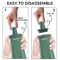 Bouteille d'eau pliable en silicone sans BPA 600 ml, anti-fuite, pliable, portable, pour le sport, les voyages et les activités de plein air