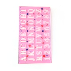 Juego de Reglas de Plástico Ecológicas de 2 Piezas, Transparentes y Coloridas, con Plantilla de Letras del Alfabeto para Trazar, para Niños - Product Image 6