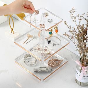 Organisateur <span class=keywords><strong>de</strong></span> bijoux rectangulaire transparent à 3 niveaux en <span class=keywords><strong>plastique</strong></span> PS injecté, type commode, pour bagues et bracelets - Product Image 4