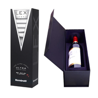 Boîtes cadeaux en carton rigide noir avec revêtement UV, gaufrage, doublure magnétique en éponge, personnalisables et jetables pour verres à vin