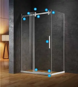 Système de salle de douche, accessoires, quincaillerie pour porte coulissante en verre